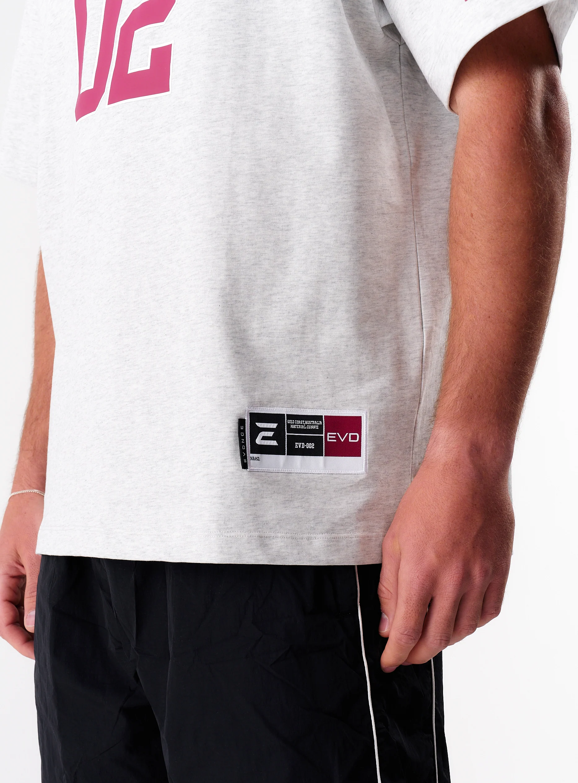 EVDNCE 02 Oversized Tee - Grey Marl / Beet - Image 10