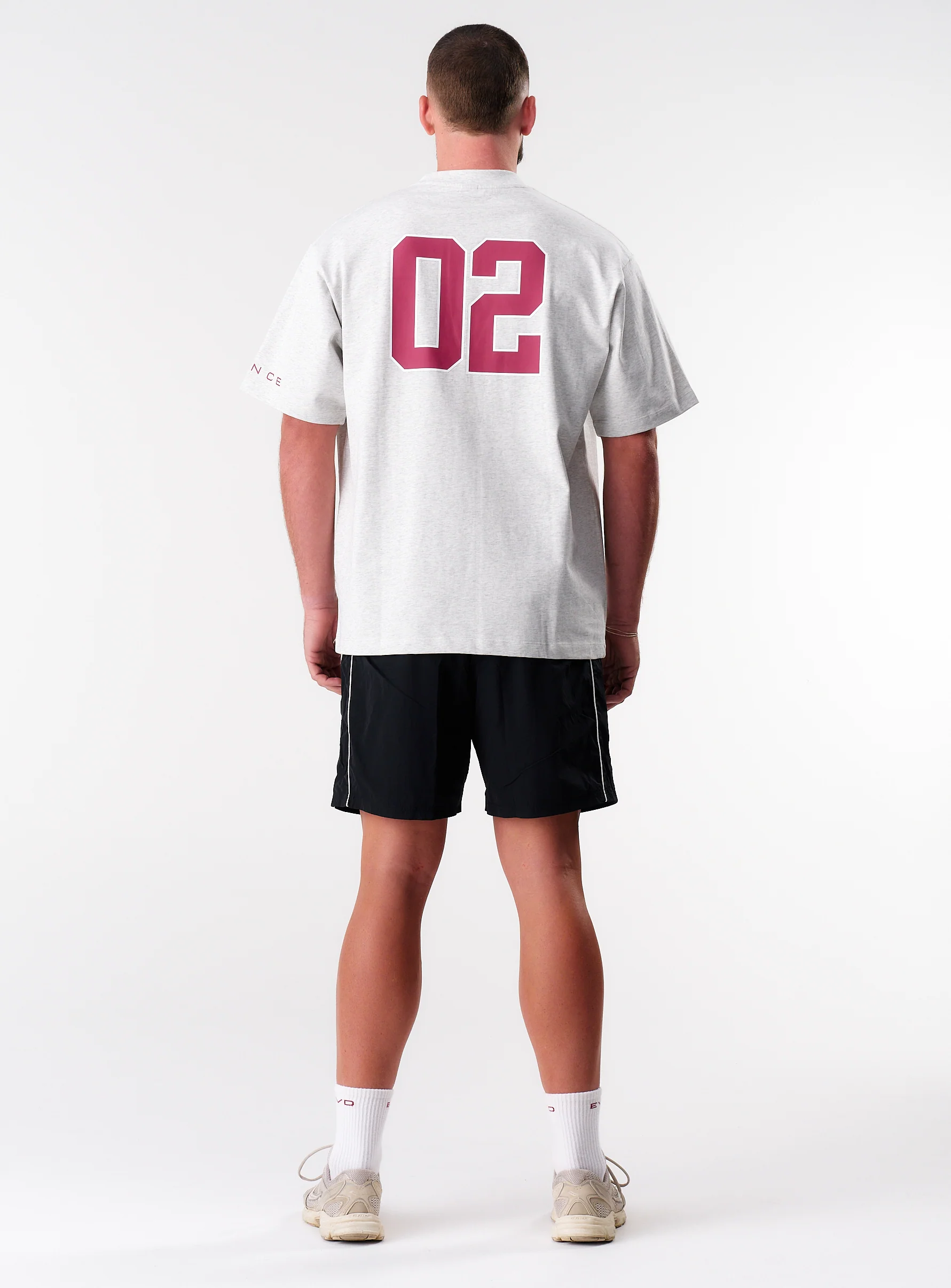 EVDNCE 02 Oversized Tee - Grey Marl / Beet - Image 11