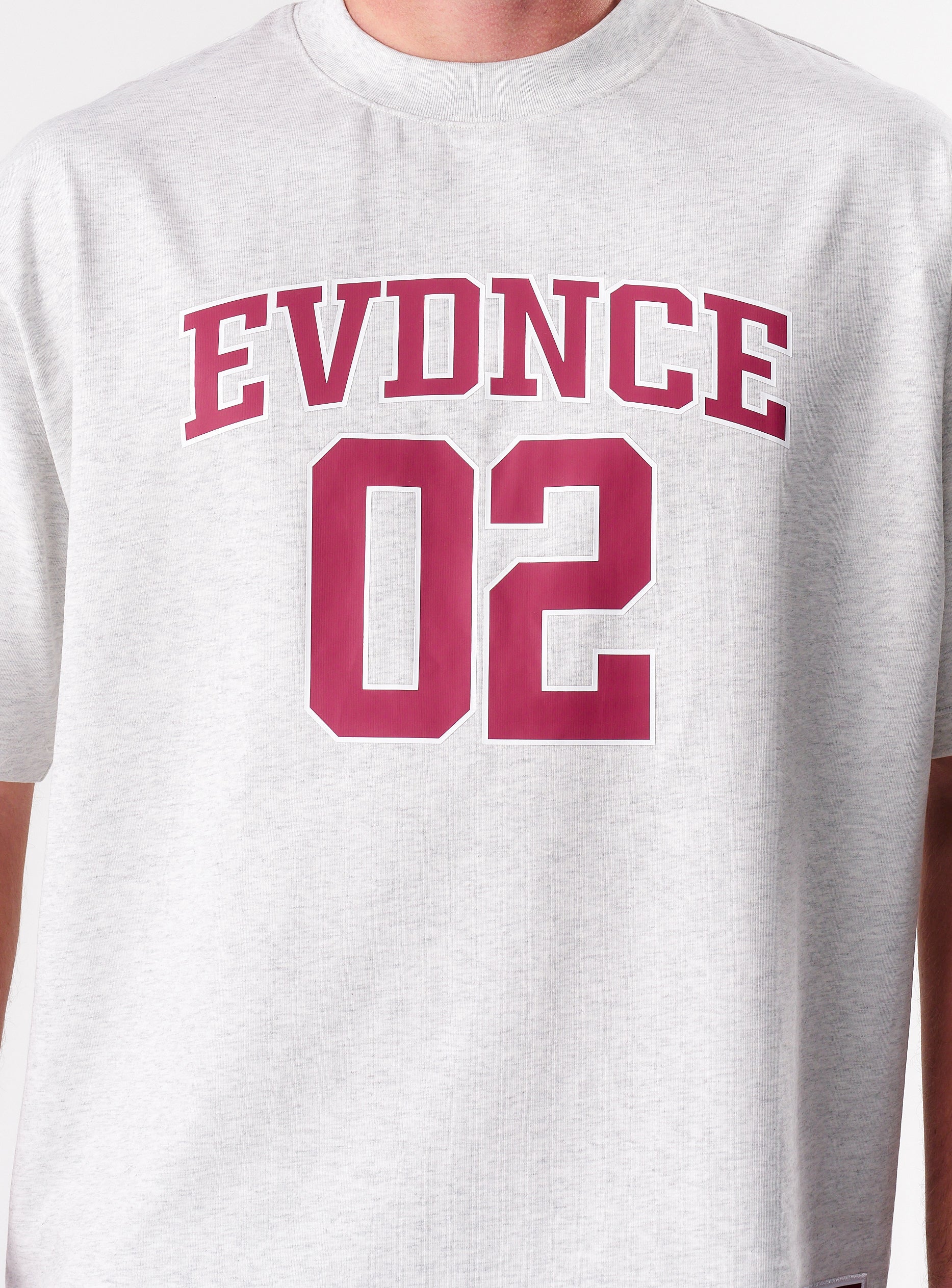 EVDNCE 02 Oversized Tee - Grey Marl / Beet - Image 12