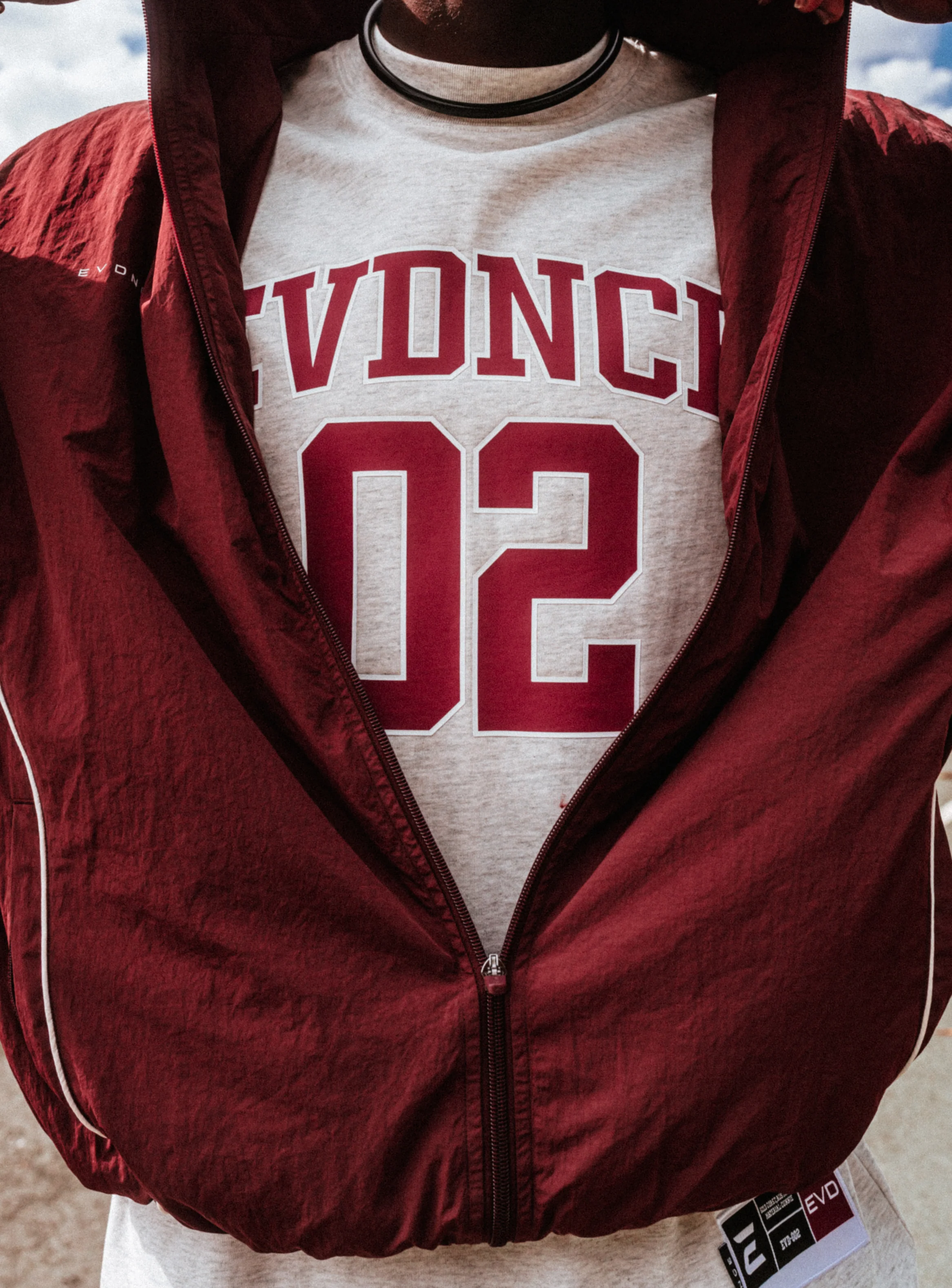 EVDNCE 02 Oversized Tee - Grey Marl / Beet - Image 14