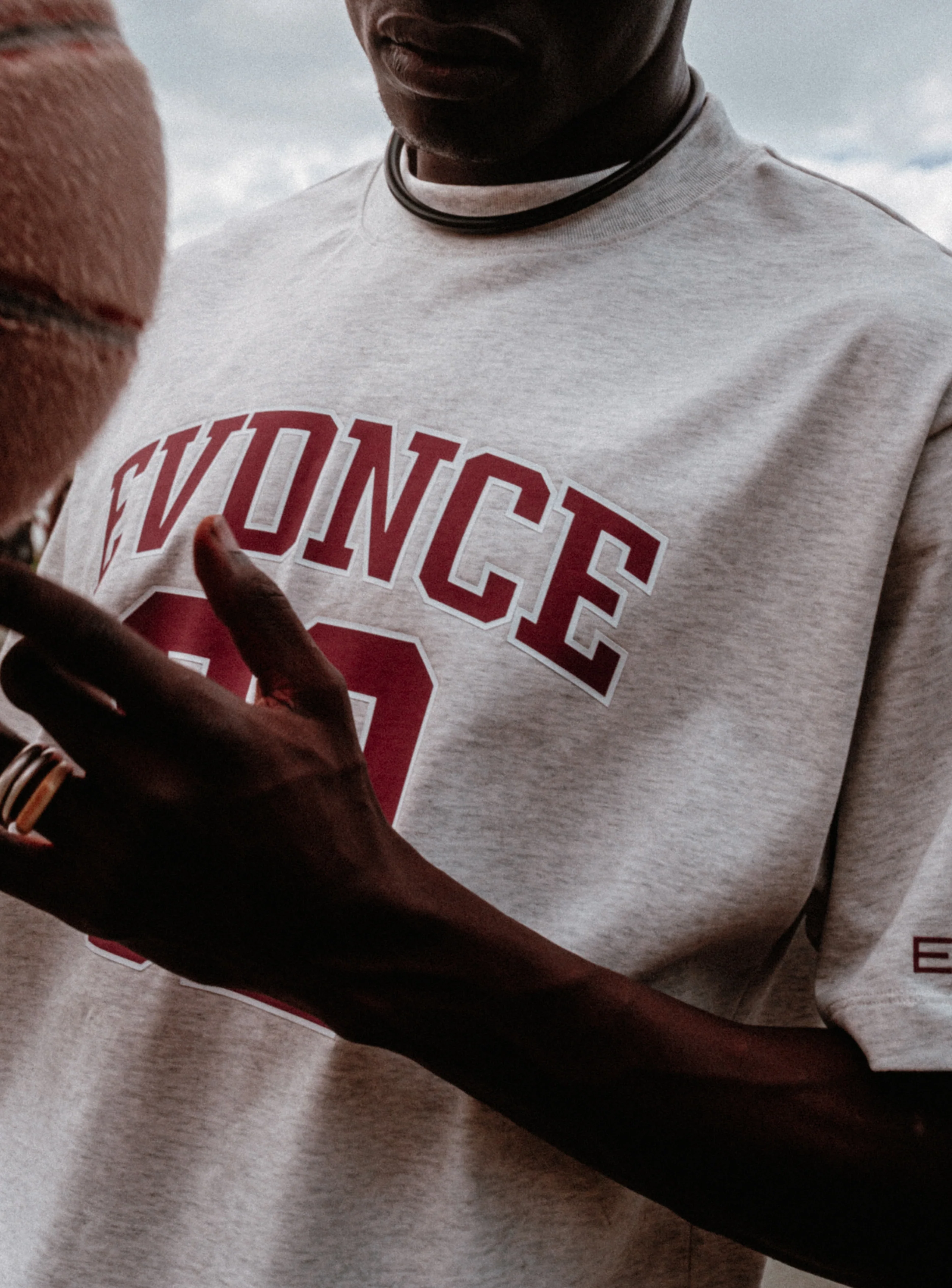 EVDNCE 02 Oversized Tee - Grey Marl / Beet - Image 15