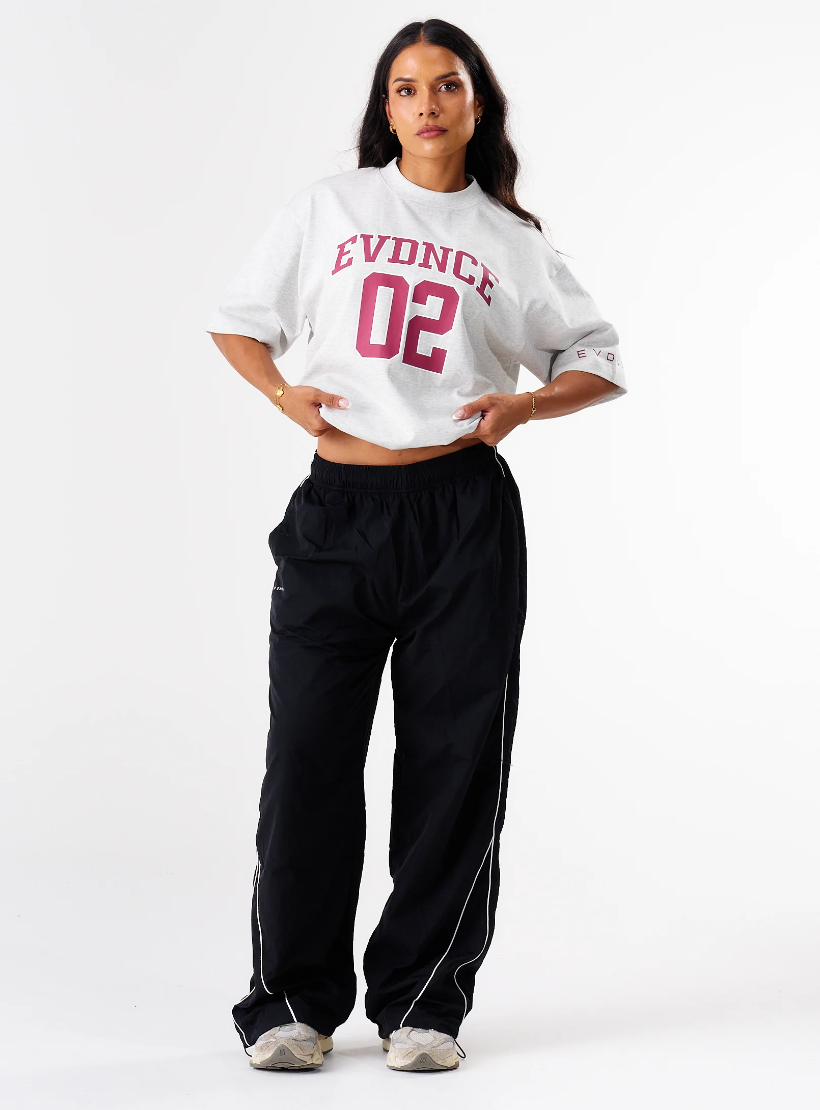 EVDNCE 02 Oversized Tee - Grey Marl / Beet - Image 18