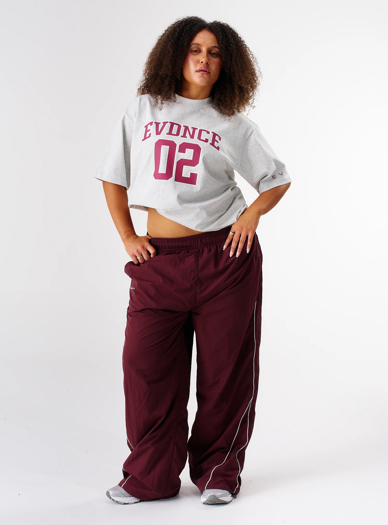 EVDNCE 02 Oversized Tee - Grey Marl / Beet - Image 20