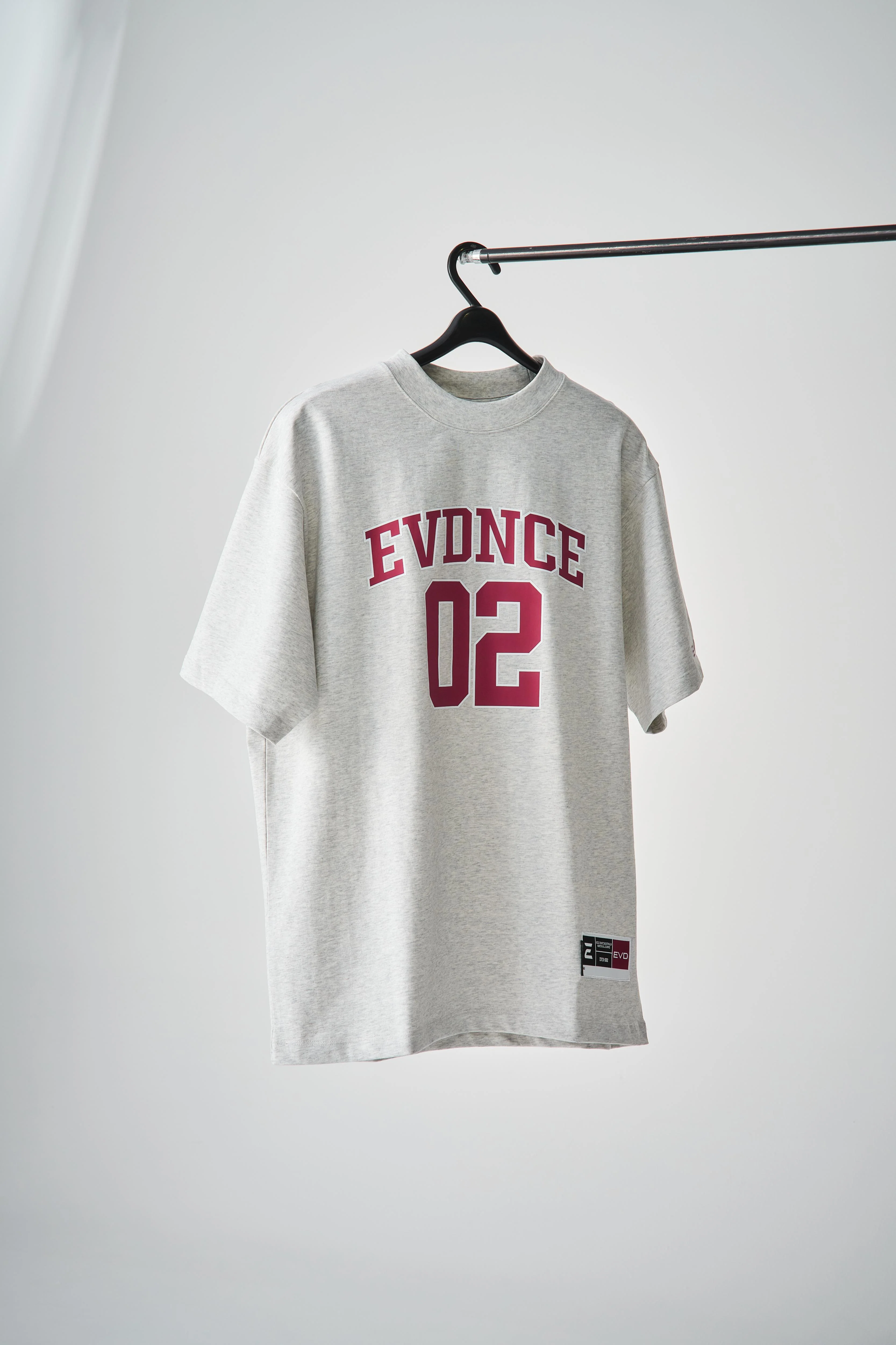 EVDNCE 02 Oversized Tee - Grey Marl / Beet - Image 3