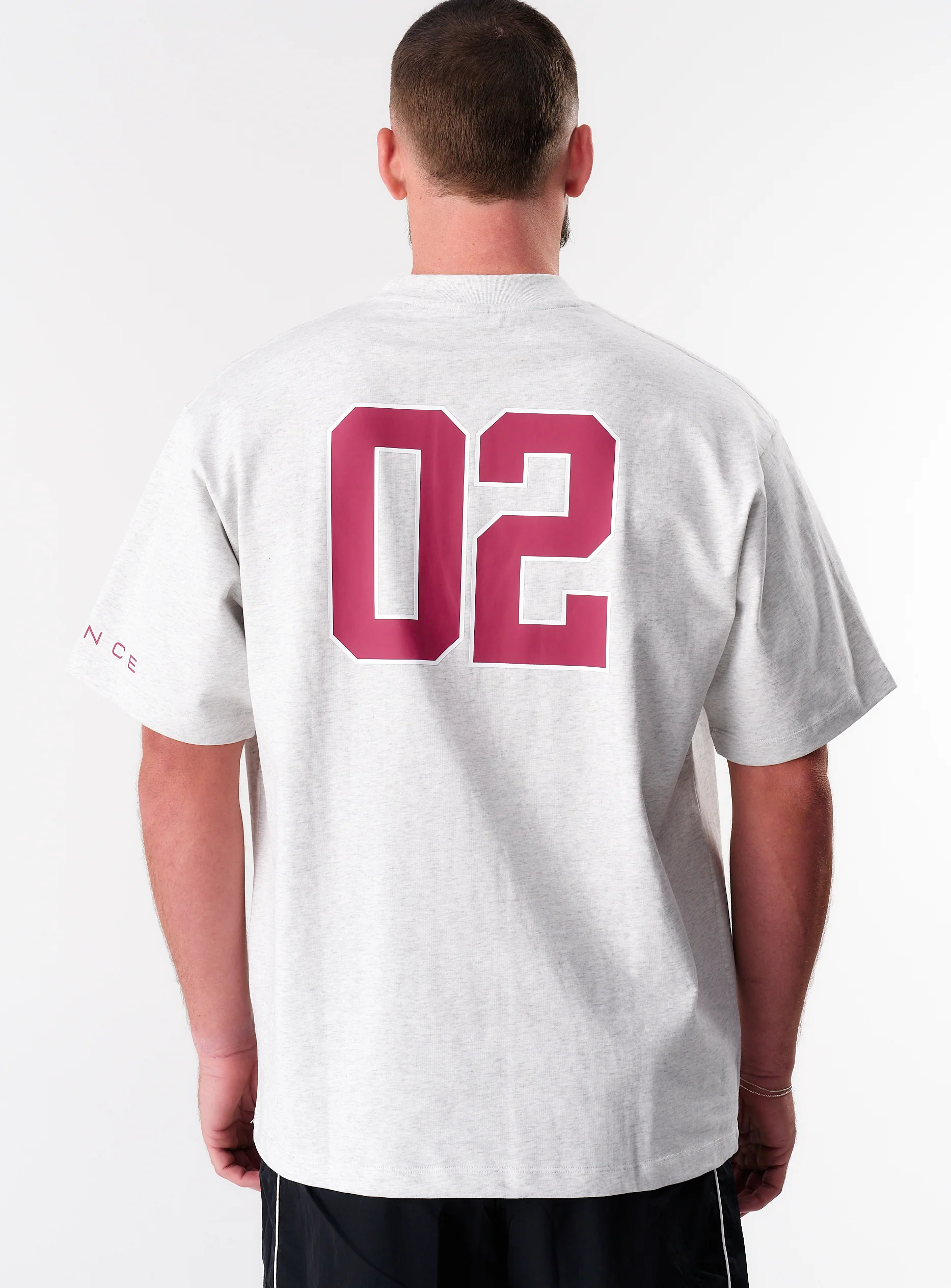 EVDNCE 02 Oversized Tee - Grey Marl / Beet - Image 6