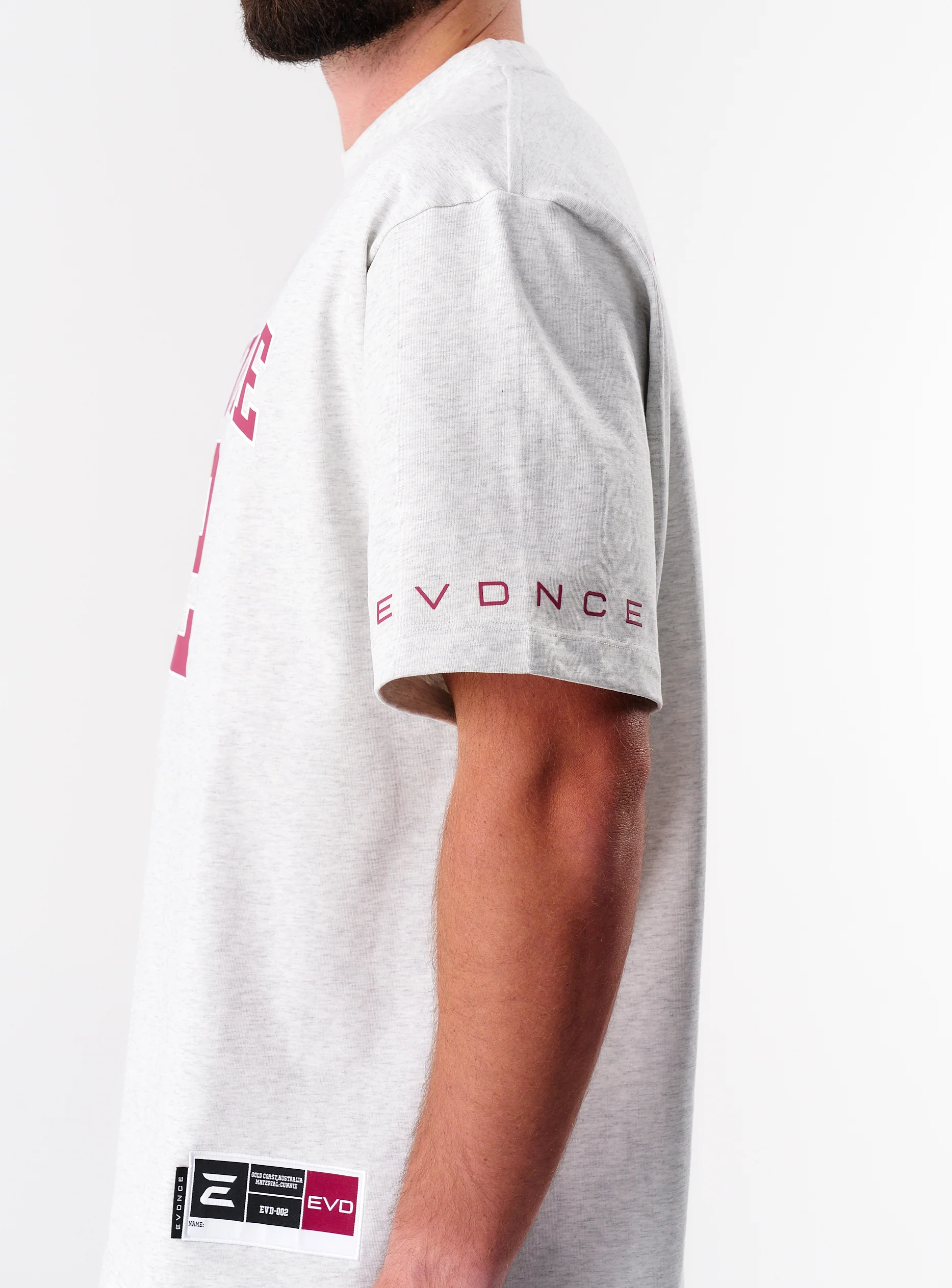 EVDNCE 02 Oversized Tee - Grey Marl / Beet - Image 9
