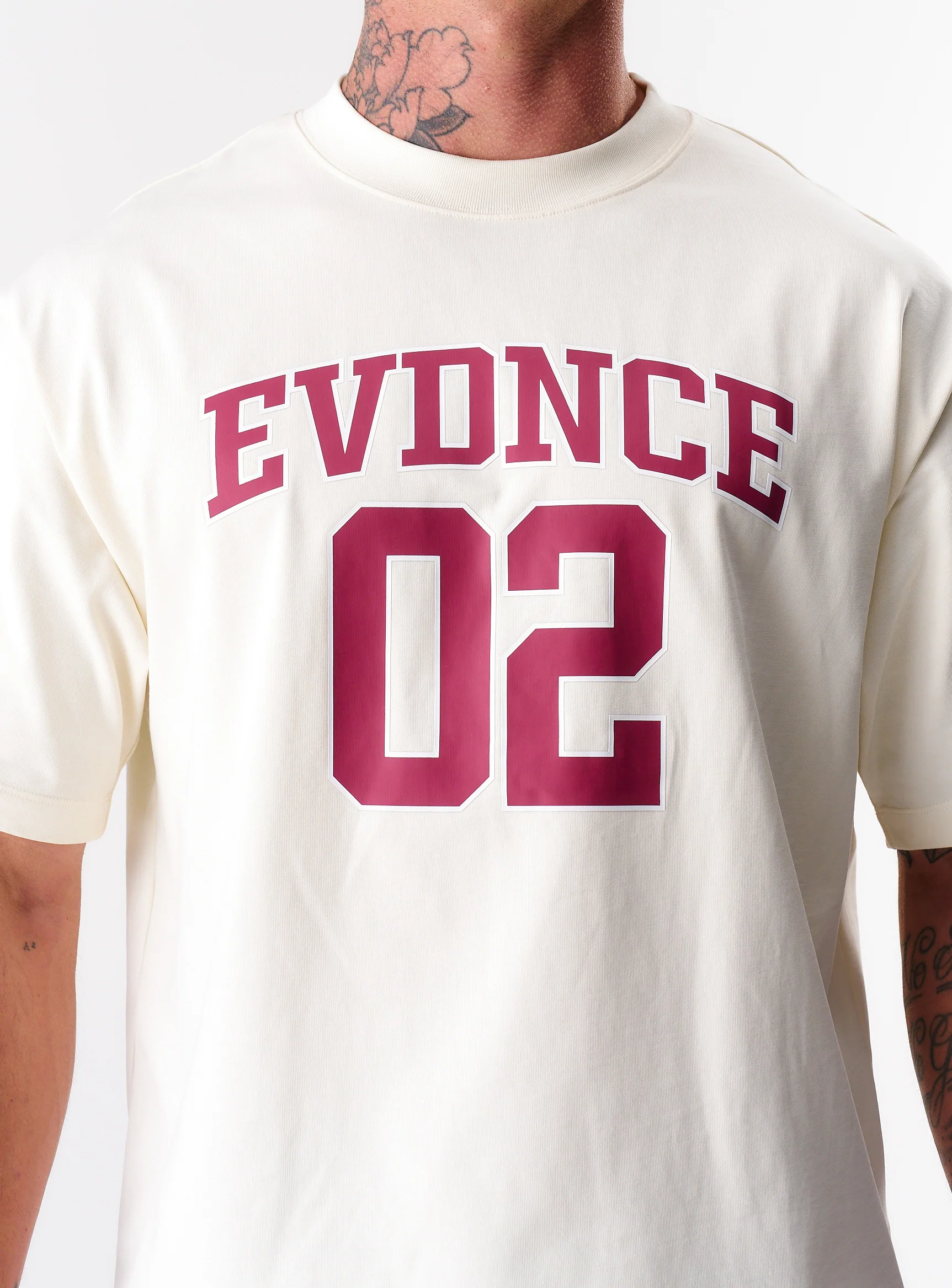 EVDNCE 02 Oversized Tee - Vanilla / Beet - Image 10