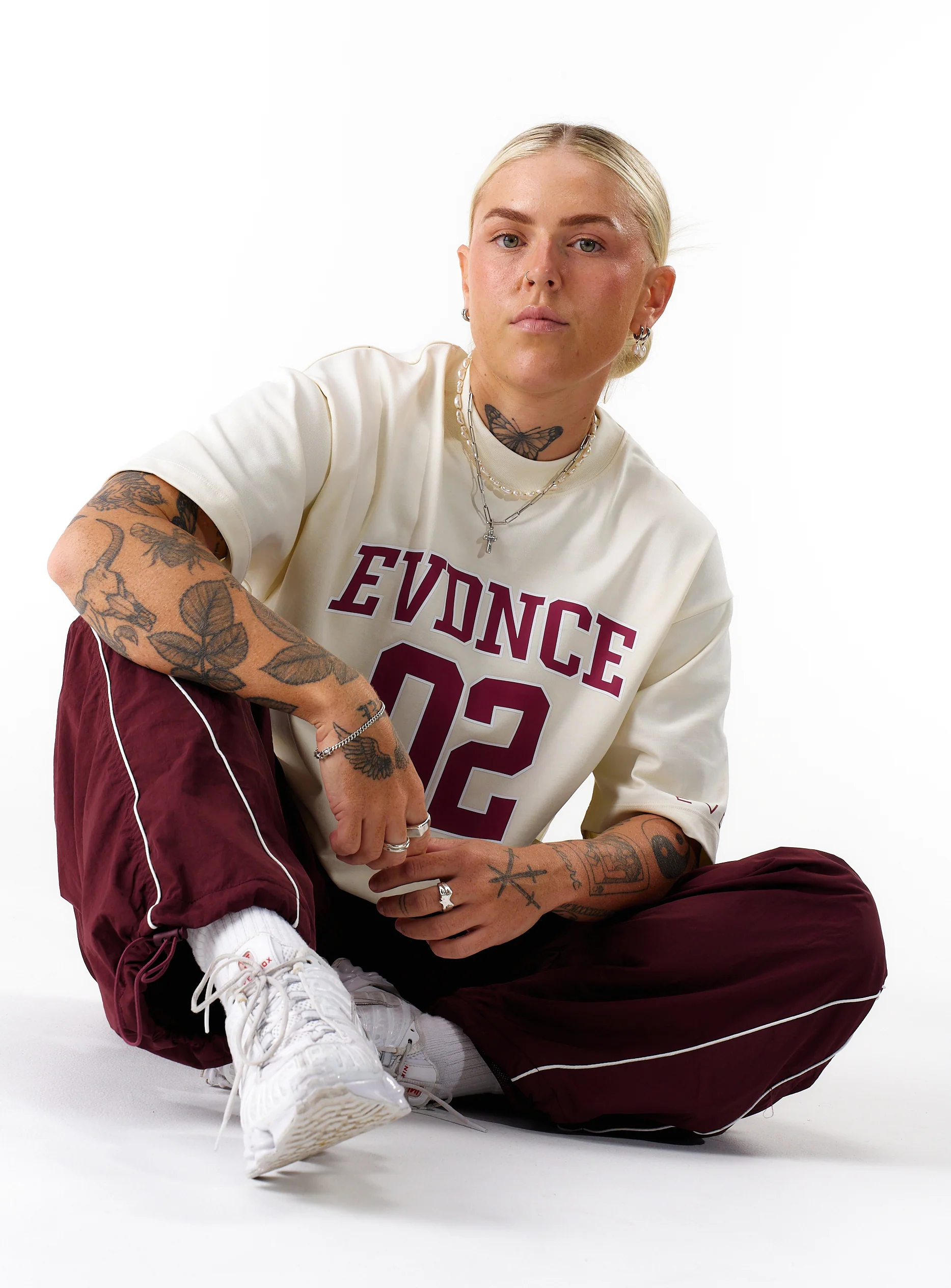 EVDNCE 02 Oversized Tee - Vanilla / Beet - Image 11
