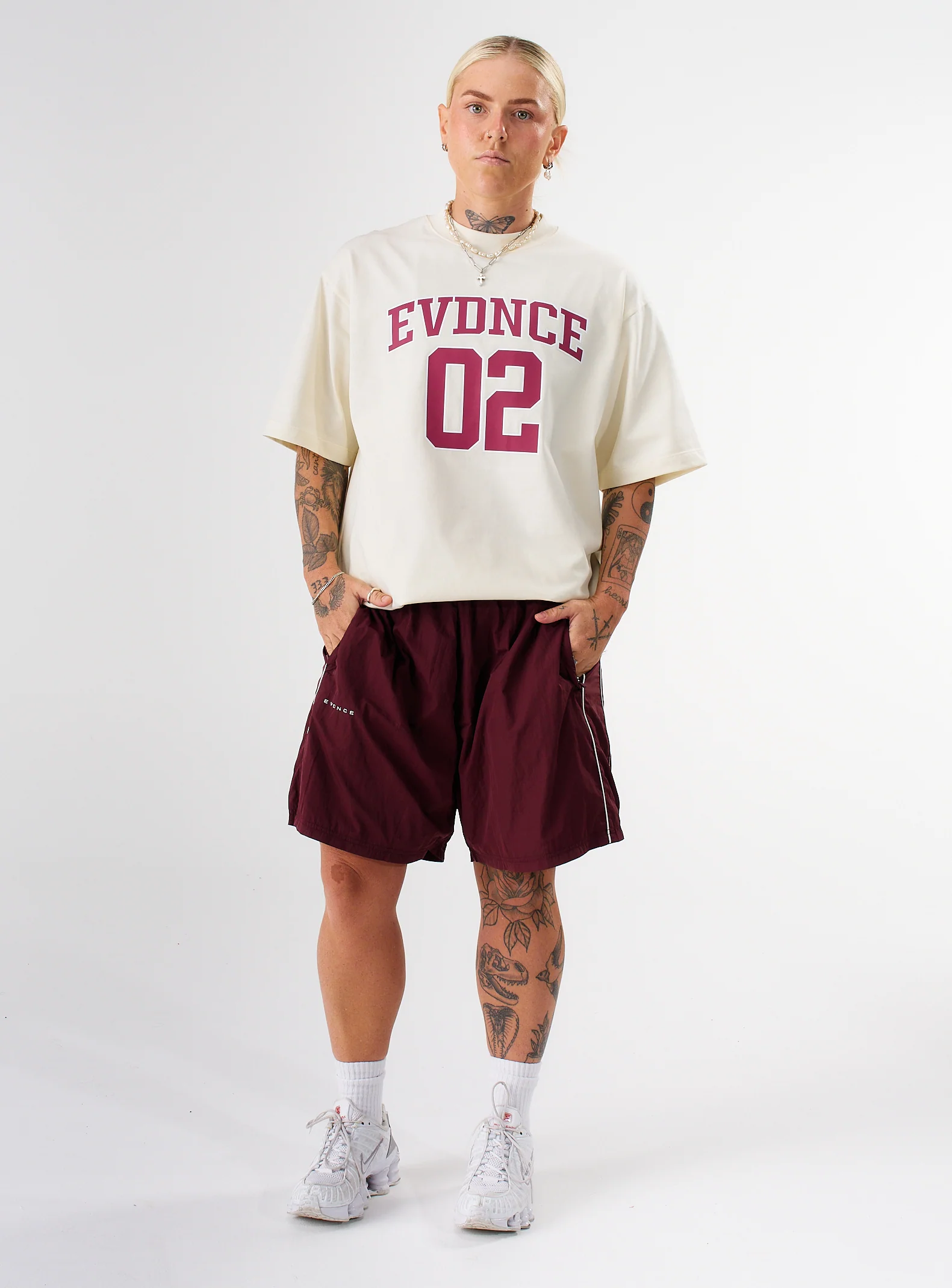 EVDNCE 02 Oversized Tee - Vanilla / Beet - Image 13
