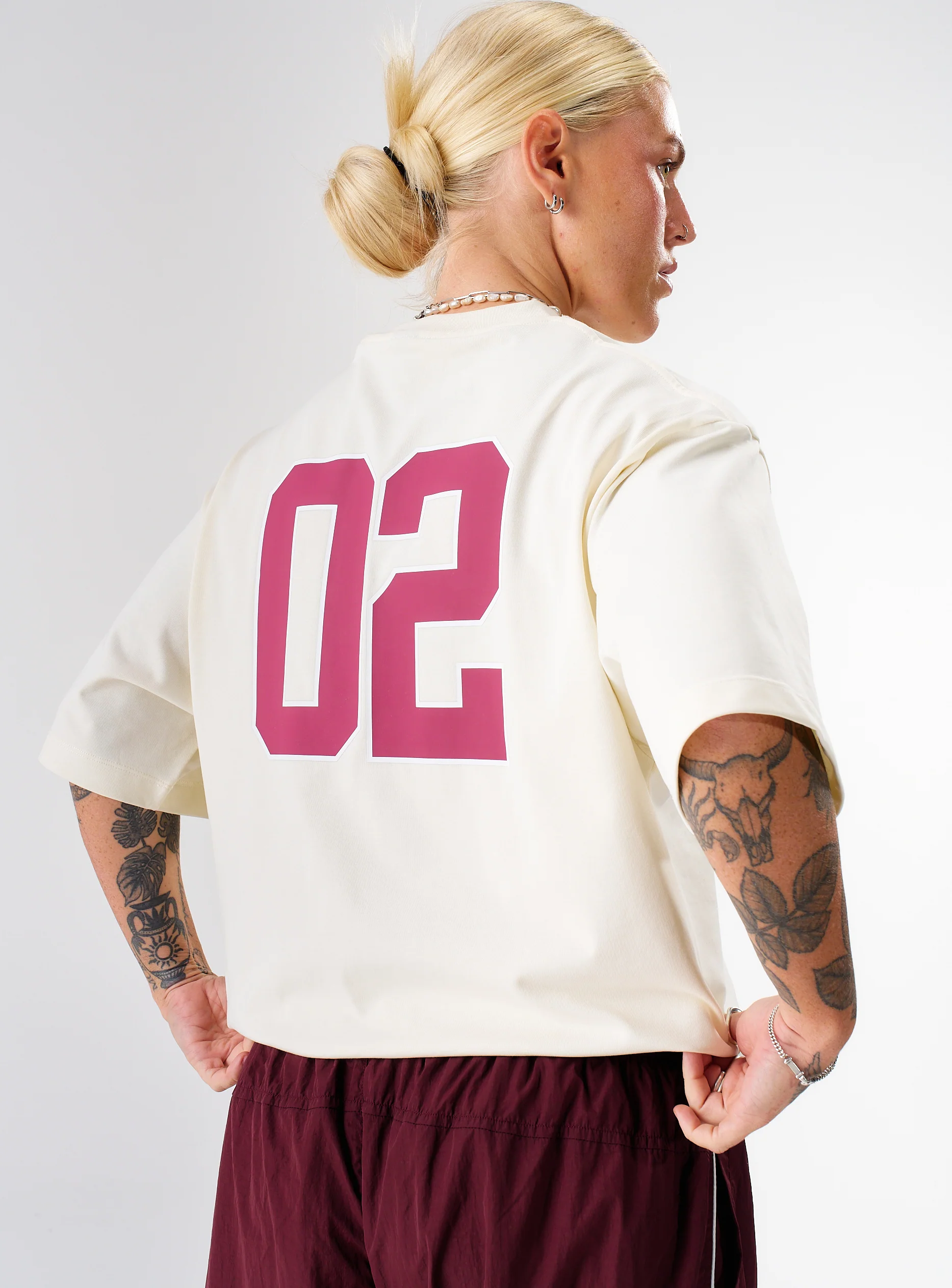EVDNCE 02 Oversized Tee - Vanilla / Beet - Image 15