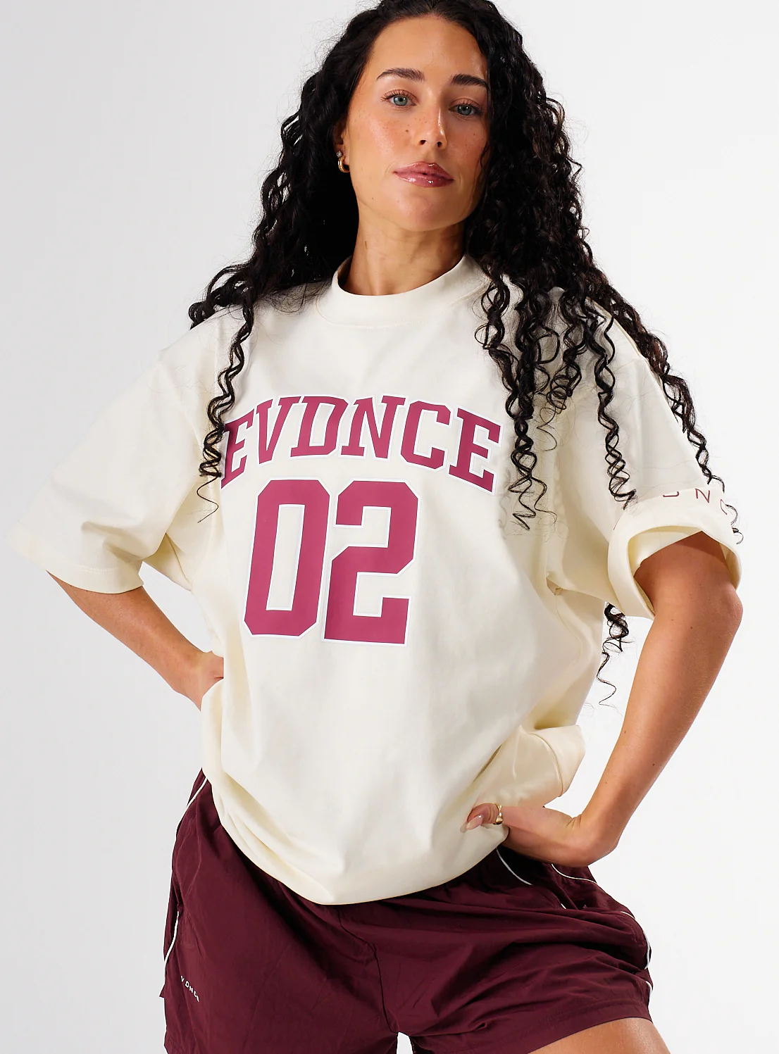 EVDNCE 02 Oversized Tee - Vanilla / Beet - Image 16
