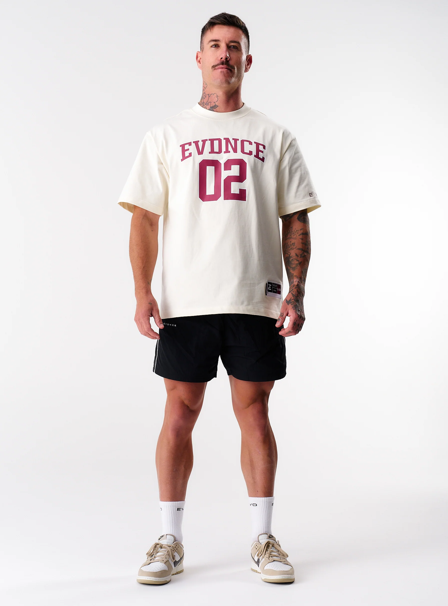 EVDNCE 02 Oversized Tee - Vanilla / Beet - Image 5