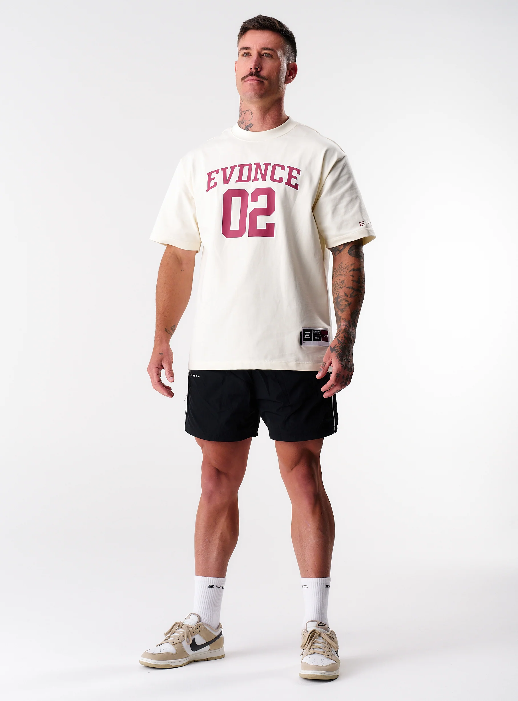 EVDNCE 02 Oversized Tee - Vanilla / Beet - Image 6
